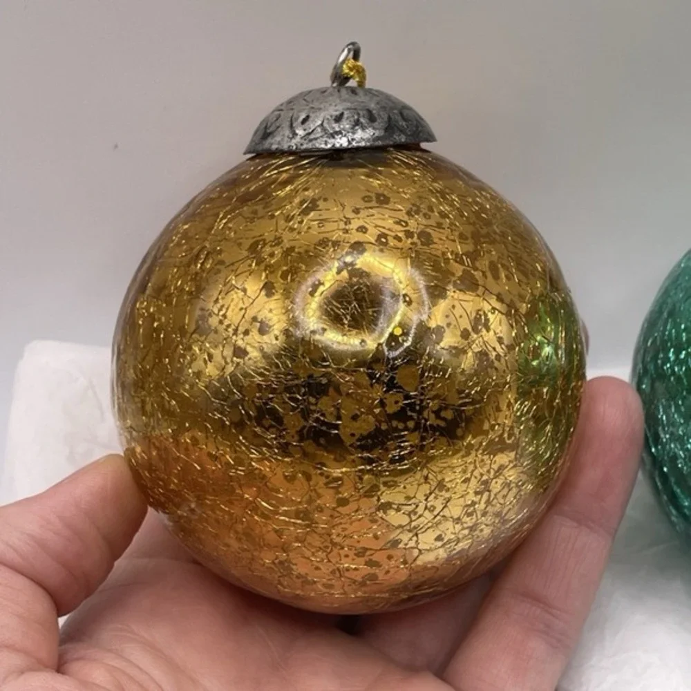 Gold Green Mercury Crackle Glass 3